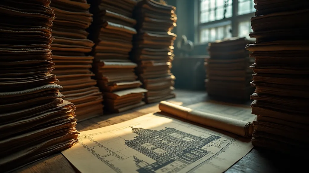 Archival room with blueprints