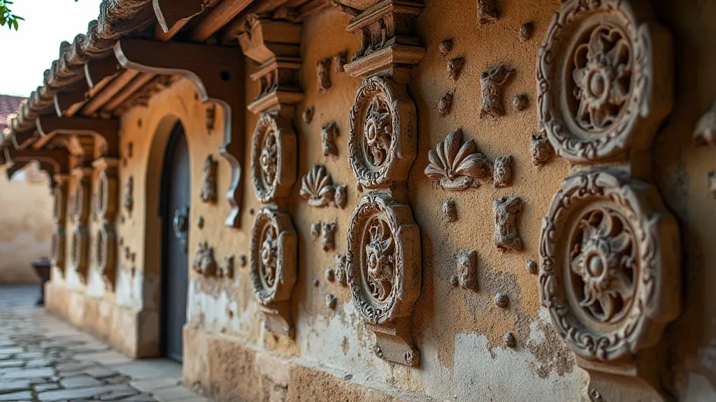 Close-up of colonial building carving