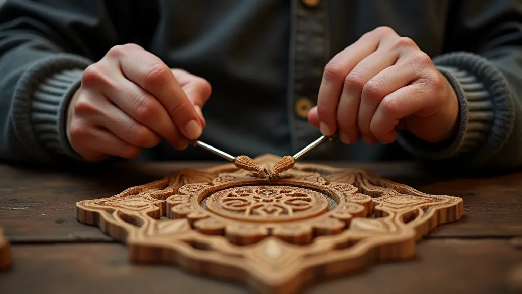 Craftsman carving wood