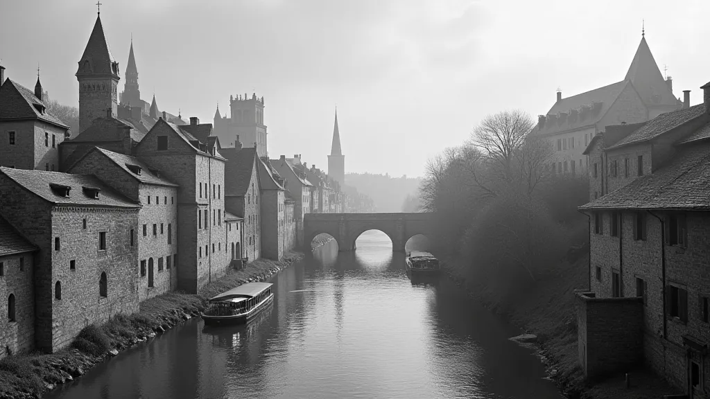 Medieval city with river running through it