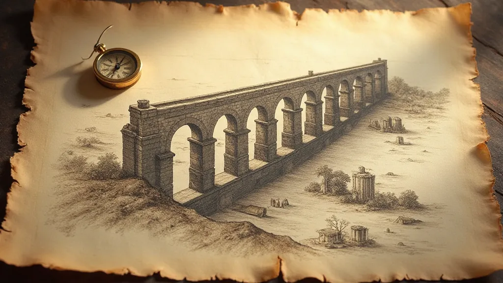 Antique architectural plan of a Roman aqueduct