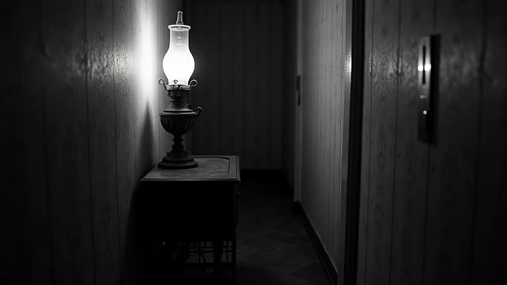 A dimly lit servants' passage in a Victorian mansion
