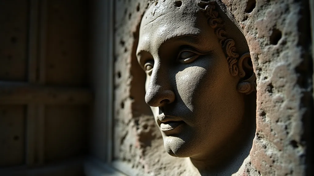 Detail of a Romanesque stone carving