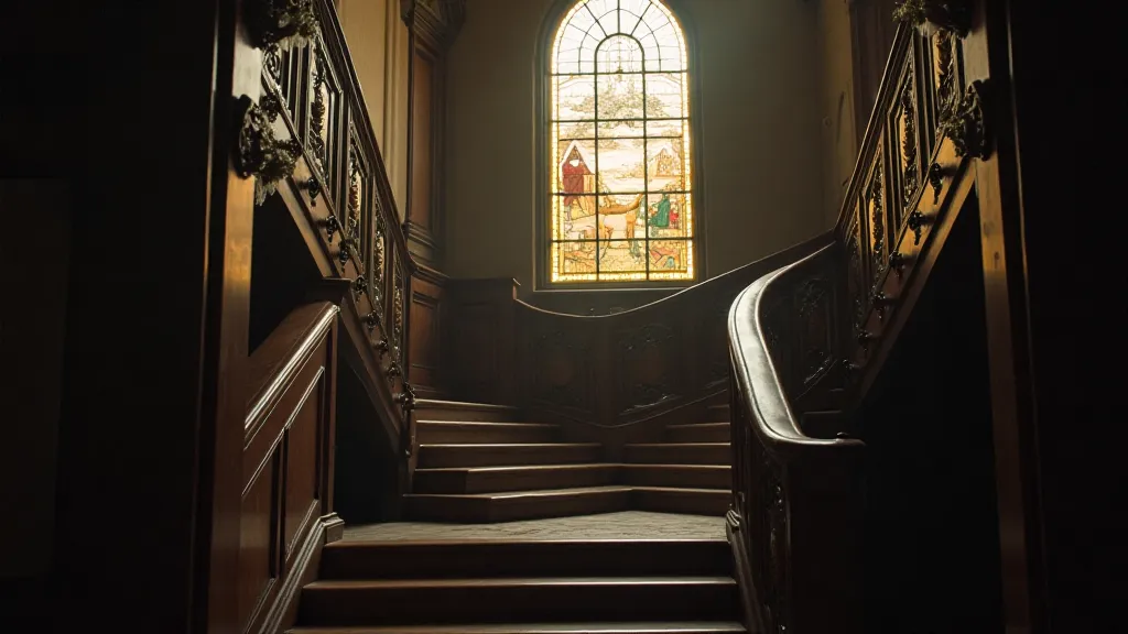 Victorian staircase with intricate carvings