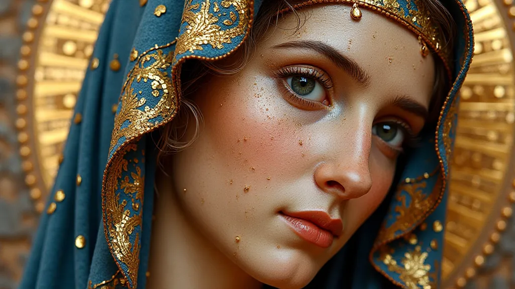 Detailed mosaic of the Virgin Mary