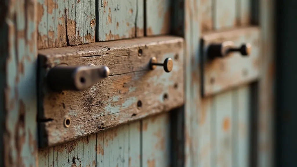 Close-up of a weathered wooden door